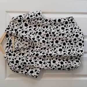 Premise • Black & White Floral Short Sleeve Blouse~ Workwear
